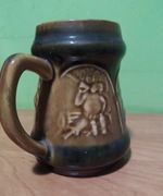 Kufel Puchar  13 cm gliniany zdobiony