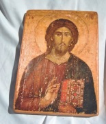 Jezus Chrystus Pantokrator obrazek na desce 15 x 21 cm