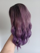 Krótka peruka bob z grzywką naturalne ombre lila 35 cm