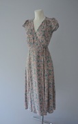 Oysho długa niebieska sukienka kwiatki floral french girl style 34 XS