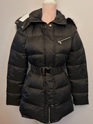 Patrizia Pepe kurtka puchowa zimowa z futerkiem i paskiem