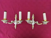 kinkiety mosiężne lampa ścienna kinkiet biało złote 2sztuki