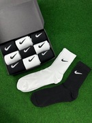 Nike Wysokie Białe Czarne Skarpety Boks 42-46 (9 par) 