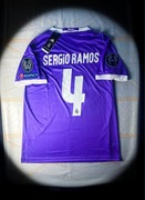 M) Sergio Ramos #4 Real Madrid 2016/17 Nowa T-shirt Fioletowa Koszulka UEFA