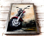 Obraz 3D 'Motocykl' – ręcznie malowany, impasto, gotowy do powieszenia
