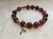 Różaniec bransoletka dziesiątka fioletowa złoto hematyt