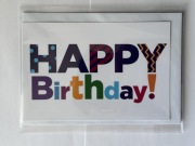 Kolorowa kartka urodzinowa HAPPY Birthday + koperta