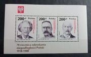 70 rocznica odzyskania niepodległości Polski Blok 137 stan** czysty z 1988