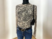 Body damskie rozmiar XL 42 beżowe eleganckie wzory golf transparentne