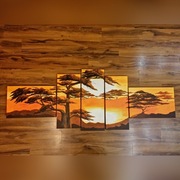 Obraz malowany na płótnie Zachód słońca 5 części