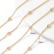 Łańcuszek z kulkami 3mm, Pozłacany 14K. 50 cm.