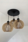 Lampa wisząca sufitowa drewniana potrójna loft retro regulowana