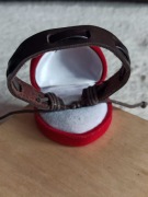 Brązowa męska bransoletka z eko skóry regulacja regulowana bransoletka