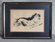 Stara grafika. Jan Hrynkowski. Akt. Kobieta. Eros