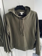H&M bluza khaki oliwkowa basic s zielona kangurka