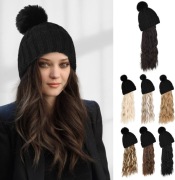 FLUFYMOOZ czapka peruka 50cm faliste kręcone syntetyczne czarno-brązowy