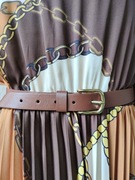 Pasek brązowy klamra złota 98 cm