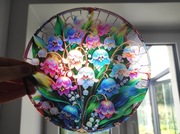 Nowy witraż witrażyk dekoracja okienna kwiatki 