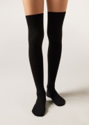 CALZEDONIA zakolanówki długie skarpety getry czarne gładkie bawełna UNICA