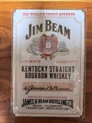 Metalowa plakietka, Tabliczka szyld, Whiskey, Bourbon, Jim Beam, folia