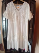 Biała przewiewna sukienka na lato M/L