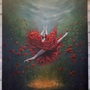 Tańcząca z makami - obraz ręcznie malowany akryl/płótno 