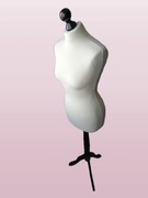 MANEKIN KRAWIECKI DAMSKI DREWNIANY BEŻOWY KORPUS  / CZARNA NOGA