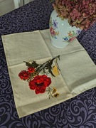 Lniana serweta makatka obrusik maki vintage PRL retro