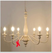 BRAK ELEMENTU Rustykalny żyrandol drewniany 6-ramienny, biały, 86 cm