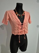 Różowa bluzka crop top wiązana Colette Design