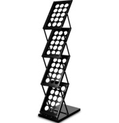 Stojak na ulotki, gazety A4 Boston czarny nowy, składany + torba