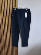 Granatowe eleganckie spodnie z guzikami elastyczne 7XL 8XL Plus Size 