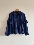 Granatowa czarna bluzka w kratkę TU 44 XXL plus size dekolt V bawełniana