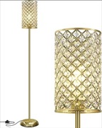 Lampa podłogowa GyroVu Gold, elegancka, kryształowa, nożny włącznik 