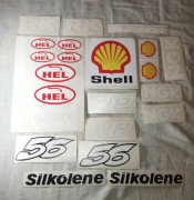 Zestaw 24 naklejek motocyklowych – Shell, HEL, Silkolene, NGK