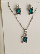 Komplet naszyjnik plus kolczyki żółwie zielony (3A)