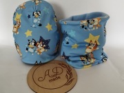 Komplet zestaw wiosenny bawełniany czapka komin nowość Piesek Bluey