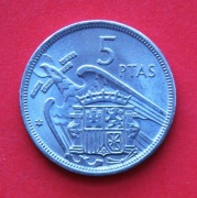 5 Peset    1957 r  -   Hiszpania  / gwiazdka  69 /   stan !!! 