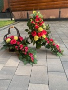 Stroik na grób Komplet nagrobny róże fuksja | Dekoracja na cmentarz