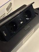 Gniazdo meblowe wpuszczane otwierane na klik 2xgniazdo 1xUSB-A 1xUSB-C