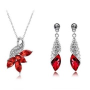 Rubinowy Zestaw. Łańcuszek zawieszka i kolczyki