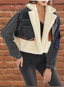 Kurtka czarna jeans z barankiem 