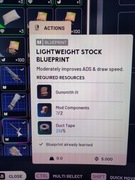 Lekka kolba Lightweight Stock blueprint plan schemat ARC Raiders PC/PS/XBOX