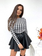 Welurowe body z modnym wzorem pepitki firmy By Mielczarkowski