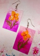 Kwiaty kwiatki kolczyki artystyczne handmade masa perłowa