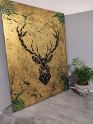 Obraz akrylowy Duży  złoty/złoto zielony drogi VIP.Do salonu ,, jeleń 