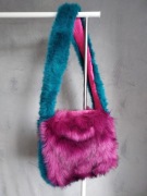 Duża torebka na ramię, kolorowa, futerko