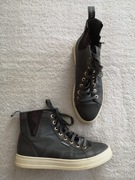 Szare eleganckie wysokie skórzane wsuwane buty trampki moro Esprit 37 skaj