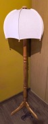 Lampa Drewniana Podłogowa Stojąca wys 158cm + Klosz Lniany śr 50cm
