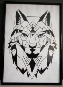 Grafika geometryczna wilk + ramka